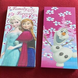 Set of Disney Blue Canvas Art with Elsa, Anna and Olaf